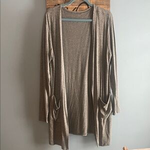 ZYIA Active Army Green Boyfriend Lounge Cardigan size L open front pockets